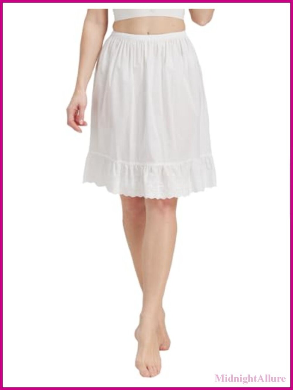 100% Cotton Half Slip Vintage Underskirt with Lace Embroidery